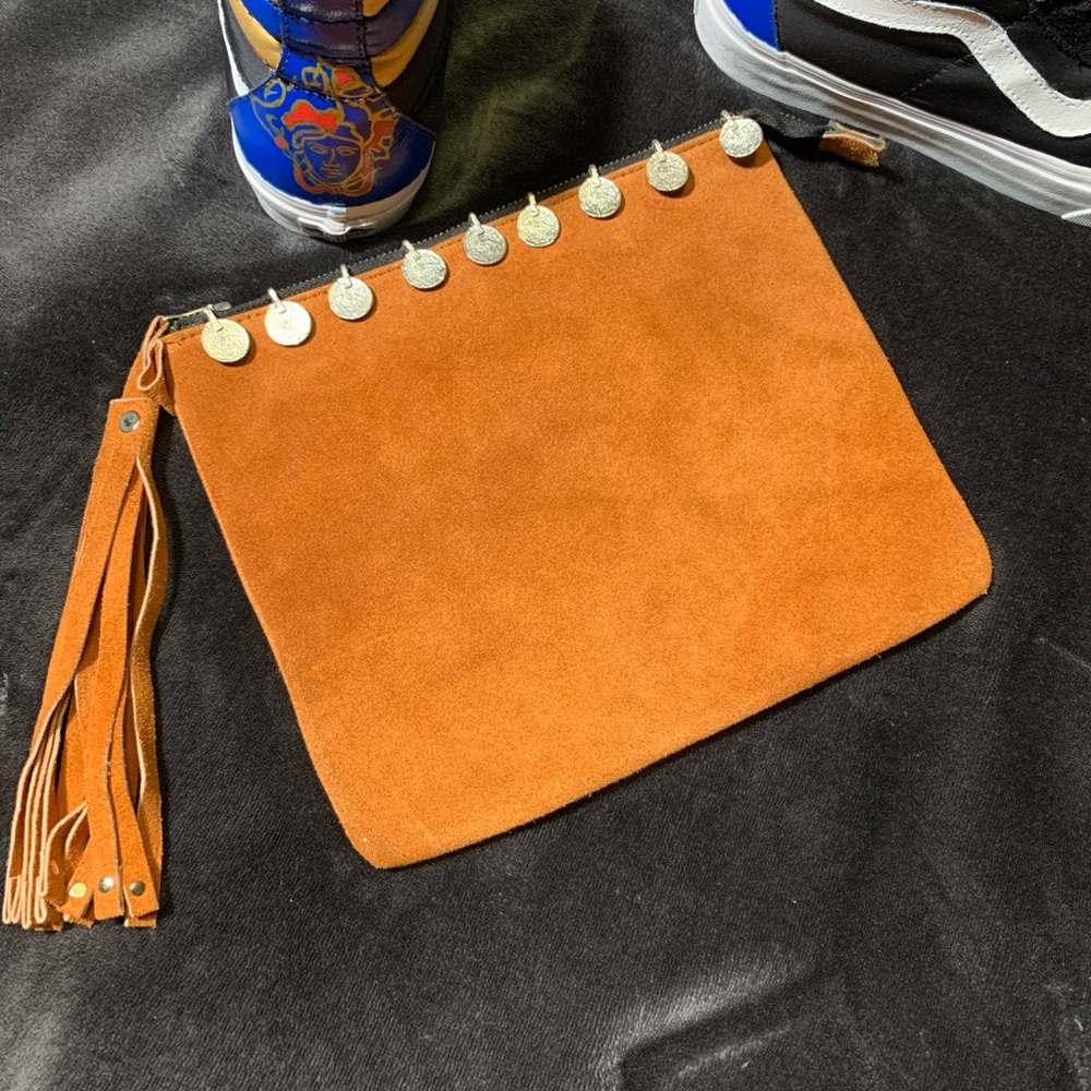 Bhoom Shanti Suede Clutch with Tassel handle